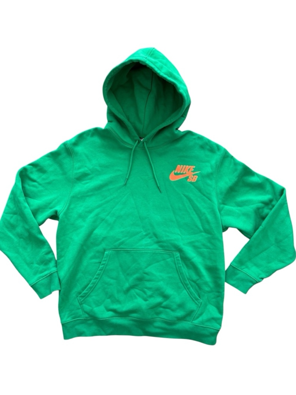 Nike SB Green Hoodie with Orange Logo - Men’s Hoodie